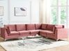 Left Hand 6 Seater Modular Velvet Corner Sofa Pink EVJA_858837