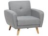 Ensemble canapés et fauteuil en tissu gris clair 6 places avec pouf FLORLI_704177