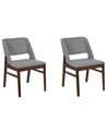 Conjunto de 2 sillas de poliéster/madera de caucho gris claro/madera oscura BELLA_837777