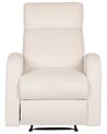 Fotel z manualną funkcją relaksu welurowy biały VERDAL_904700