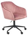 Krzesło biurowe regulowane welurowe różowe VENICE_868451