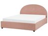 Łóżko z pojemnikiem boucle 180 x 200 cm pastelowo różowe VAUCLUSE_913878