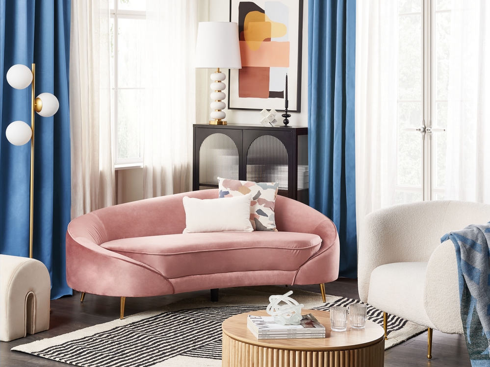Velvet Sofa Pastel Pink Savar Beliani Pl