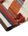 Kelim Teppich Wolle mehrfarbig 80 x 300 cm geometrisches Muster Kurzflor MRGASHAT_858300