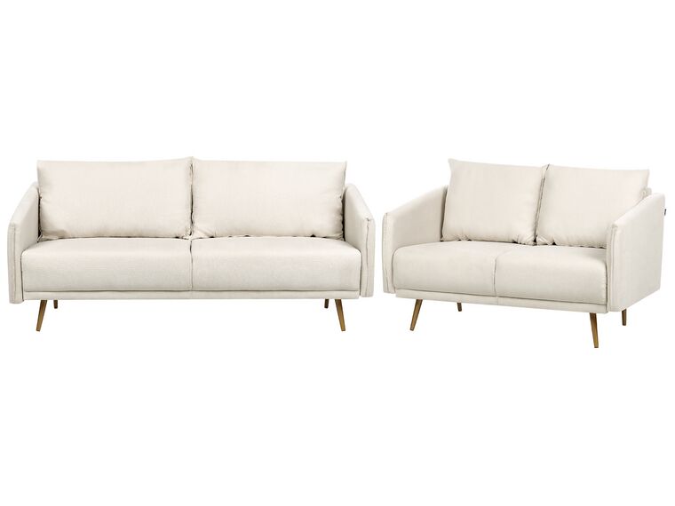 Conjunto de sofás de 5 lugares em tecido creme MAURA_892245