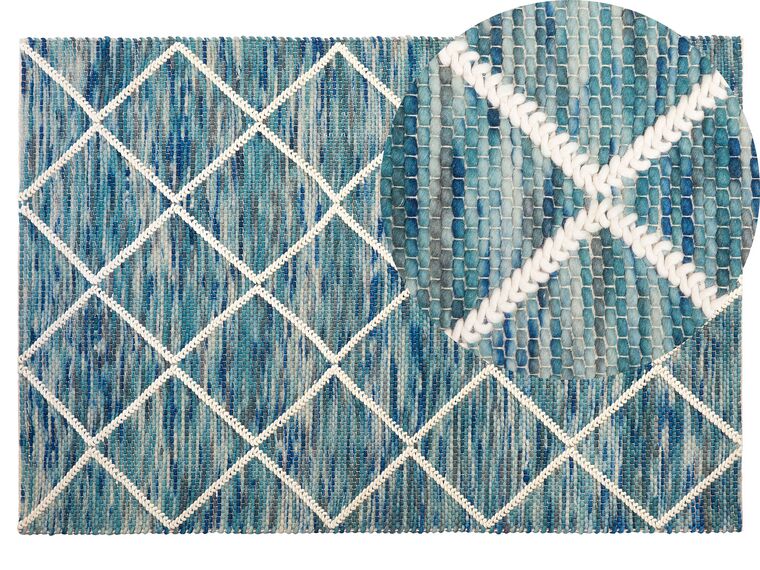 Vlnený koberec 140 x 200 cm modrá/biela BELENLI_802983
