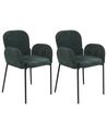 Set of 2 Fabric Dining Chairs Dark Green ALBEE_908189