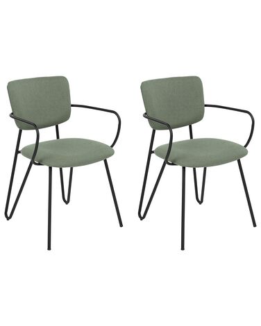 Set of 2 Fabric Dining Chairs Dark Green ELKO