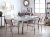 Conjunto de mesa com tampo triplo vidro temperado 180 x 90 cm e 6 cadeiras creme GROSSETO_768724