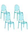 Lot de 4 chaises bleues transparentes MERTON_690257