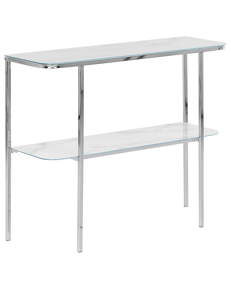 Tavolino consolle vetro bianco e argento 100 x 35 cm CALVERT_823489