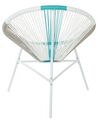 Conjunto de 2 sillas de balcón de ratán blanco/azul turquesa/beige ACAPULCO_718091