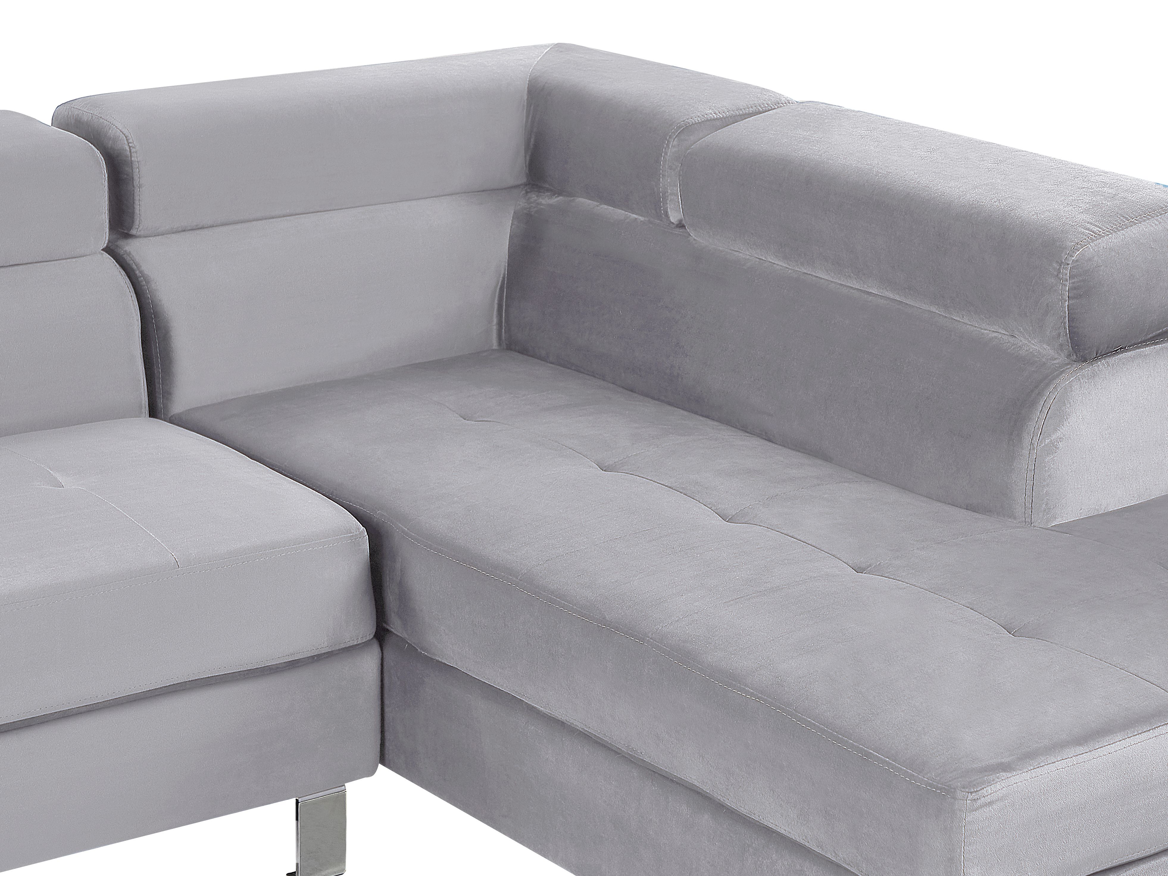 Canapé angle à gauche 5 places en velours gris NORREA | Beliani.fr