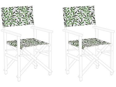Set of 2 Garden Chair Replacement Fabrics Leaf Pattern CINE