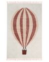 Baumwollteppich Heißluftballonmotiv 140 x 200 cm Grauweiß BAZALETI_908006