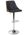 Conjunto de 2 sillas de bar de piel sintética negro/madera oscura/plateado VANCOUVER_743149