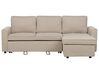 Left Hand Fabric Corner Sofa Bed with Storage Beige NESNA_912748