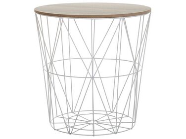 Mesa de centro blanco/madera clara ⌀ 40 cm LANARK