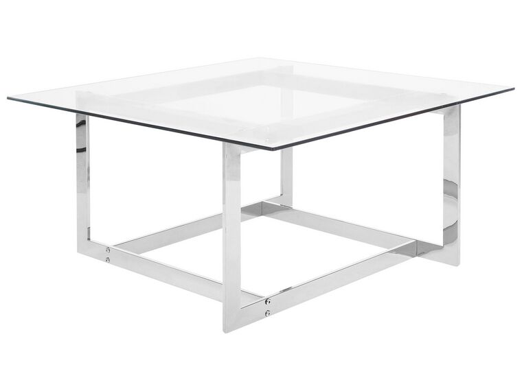 Glass Top Coffee Table Silver CRYSTAL_733176