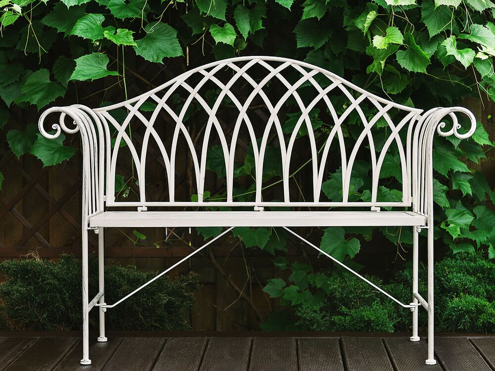 Gartenbank Metall weiß 130 cm MILAZZO Beliani.de