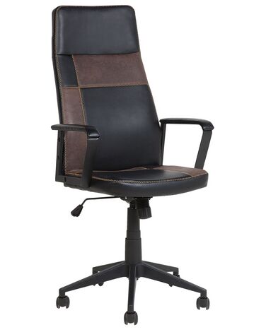 Sedia da ufficio con altezza regolabile in color nero e marrone DELUXE