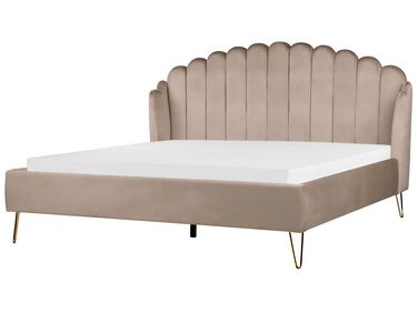 Bed fluweel taupe 180 x 200 cm AMBILLOU