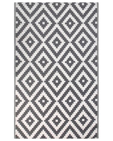 Outdoor Teppich grau 120 x 180 cm geometrisches Muster Kurzflor HAPUR