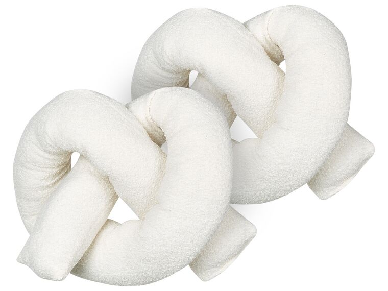 Conjunto de 2 almofadas decorativas em tecido teddy branco-creme 172 x 14 cm GLADIOLUS_891001