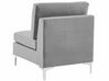 Canapé modulable 3 places en velours gris avec pouf ottoman EVJA_789365