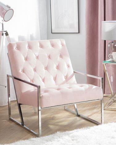 Velvet Armchair Pink HARSTAD