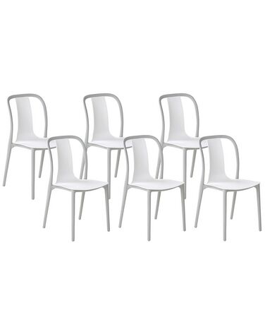 Set of 6 Garden Chairs White and Grey SPEZIA 