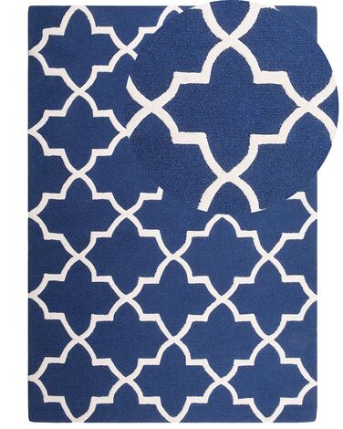 Teppich blau 160 x 230 cm marokkanisches Muster Kurzflor SILVAN