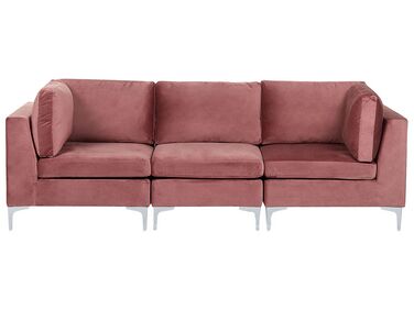 Sofa modułowa 3-osobowa welurowa różowa EVJA