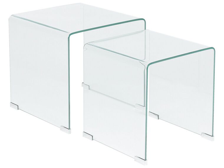 Conjunto de 2 mesas de centro de vidrio templado transparente KENDALL_751265