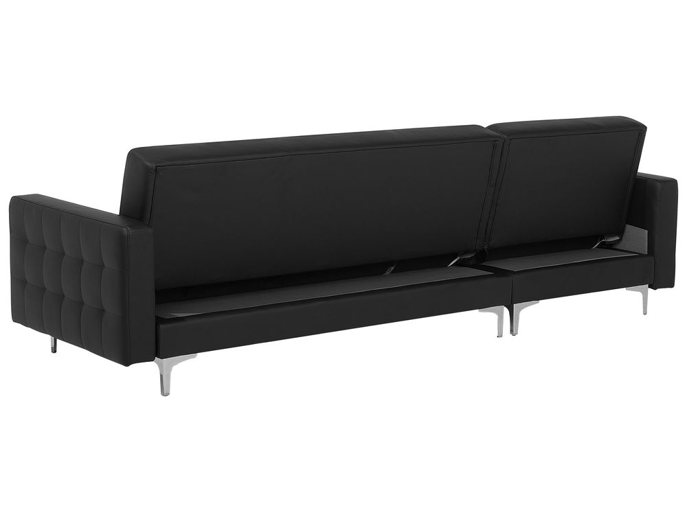 Right Hand Faux Leather Corner Sofa Black ABERDEEN Beliani.co.uk