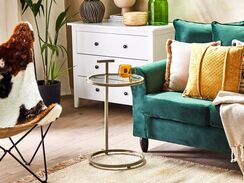 Sivupöytä lasitasolla rauta kulta SHELBY Sivupöytä lasitasolla rauta kulta SHELBY