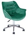 Krzesło biurowe regulowane welurowe zielone LABELLE_854984