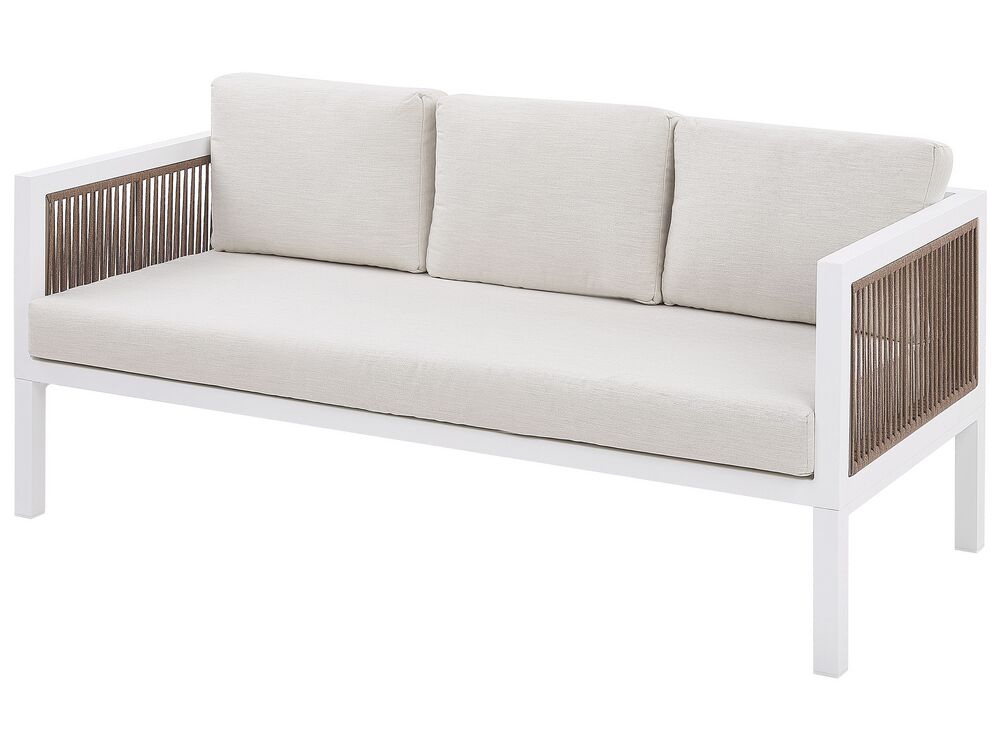 Lounge Set Aluminium 5-Sitzer weiß Auflagen braun BORELLO | Beliani.de