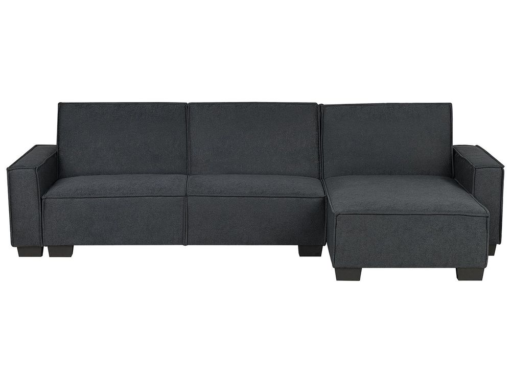 Left Hand Fabric Corner Sofa Bed Graphite Grey Romedal Beliani De