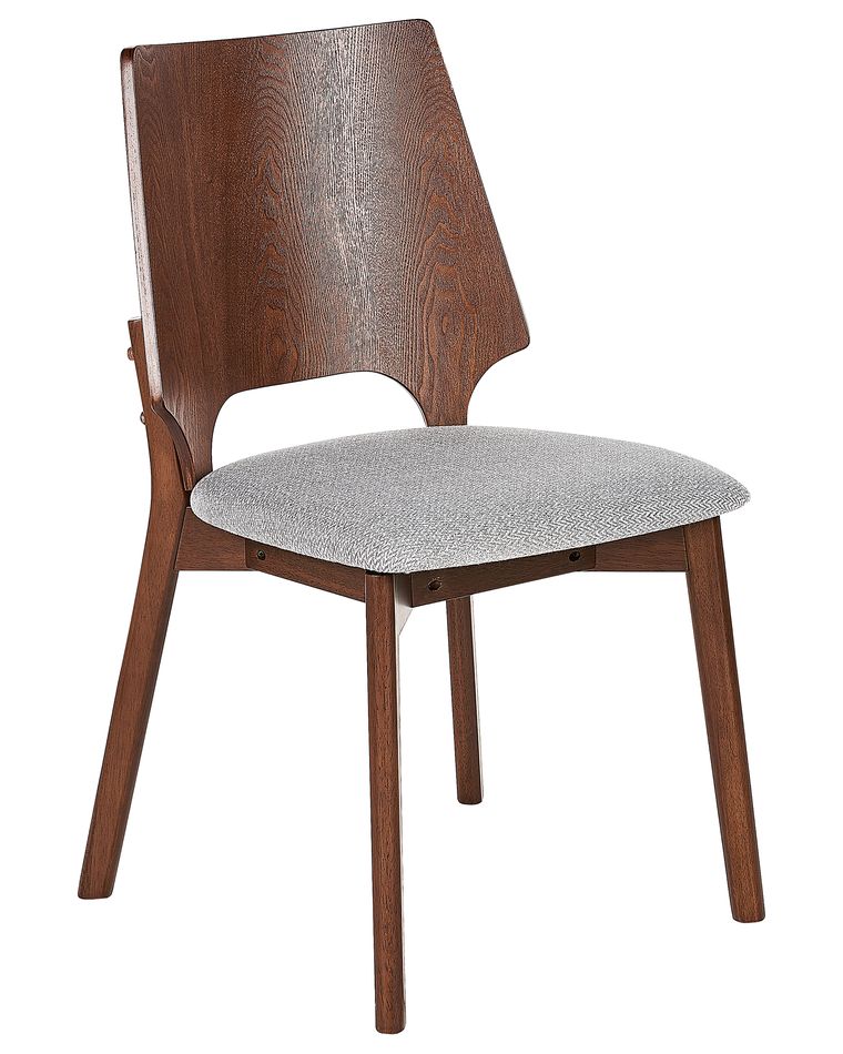 Set of 2 Dining Chairs Dark Wood and Grey ABEE Beliani.co.uk