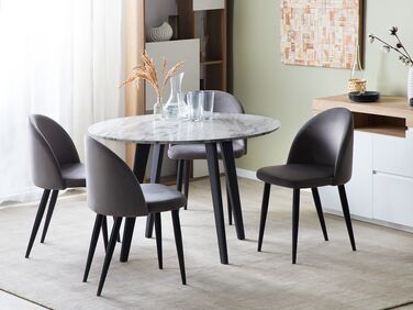 Spisebord ⌀ 110 cm marmor effekt/svart MOSBY