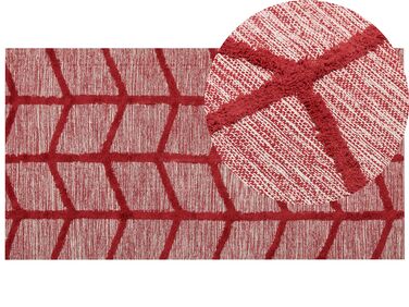 Teppich Baumwolle rot 80 x 150 cm geometrisches Muster SIVAS
