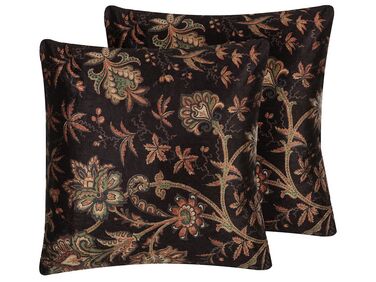 Set of 2 Cushions Flower Pattern 45 x 45 cm Multicolour KARUR 