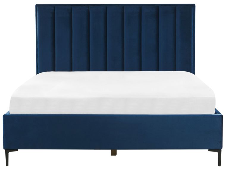 Velvet EU Super King Size Ottoman Bed Blue SEZANNE Beliani.co.uk