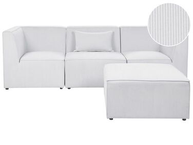 3-Sitzer Sofa Cord cremeweiß mit Ottomane LEMVIG