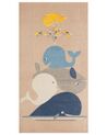 Cotton Kids Rug Whales Print 80 x 150 cm Beige SEAI _864168