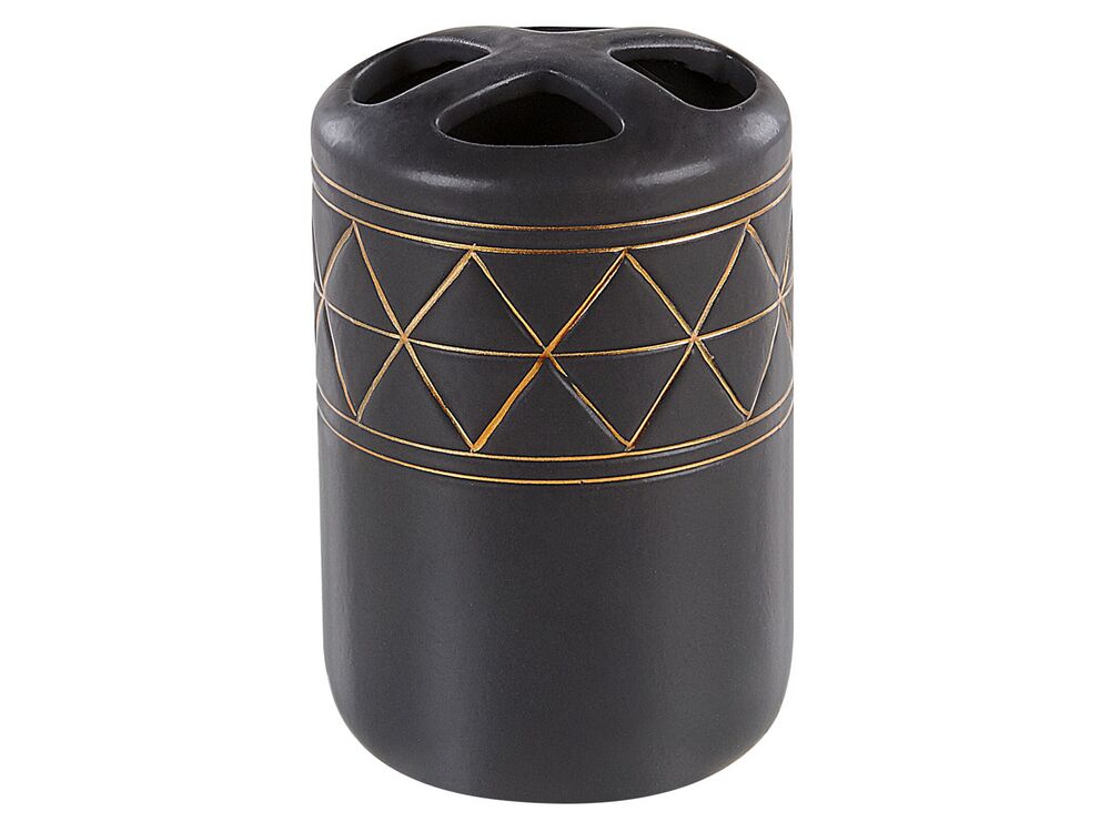 Badezimmer Set 5-teilig Keramik schwarz / gold LANCO | Beliani.ch