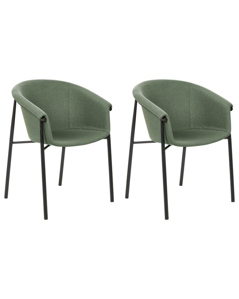 Sada 2 látkových jídelních židlí zelené AMES_868287