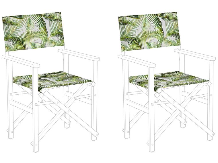 Set of 2 Garden Chair Replacement Fabrics Tropical Leaves Pattern CINE_819454