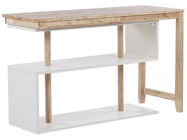 Skrivebord med Hylder 120 x 45 cm Lyst træ/Hvid CHANDLER